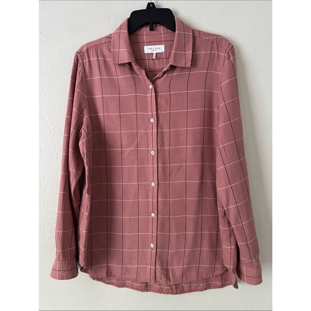 EUC Rag & Bone Long Sleeve Plaid Button-Up Shirt Dusty Rose in Size L